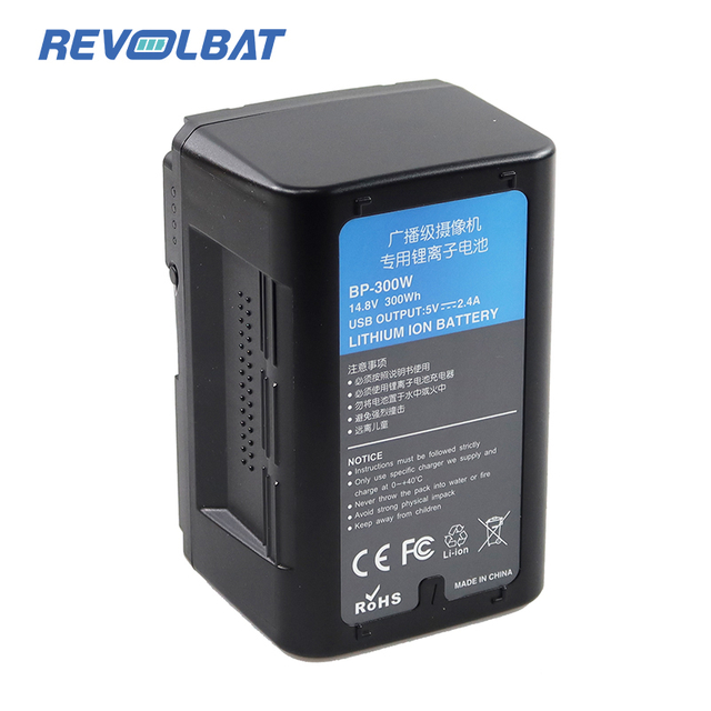 14.4V 21000mAh Li-ion BP-300W BP-190WS BP-95WS Mount V Lock Battery with LED Indicators for Camcorder Broadcast Video Camera