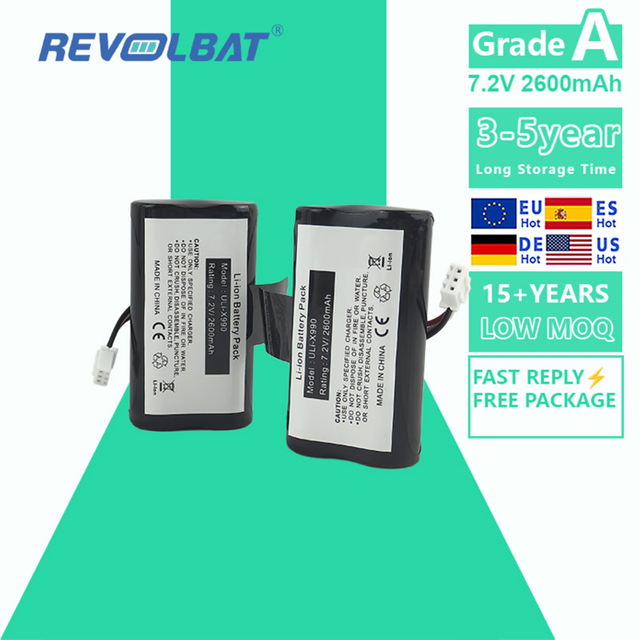 Revolbat Replacement POS Battery 7.2V 2600mAh Li-ion Replacement for X990 X970 18650-2S1P Payment Terminal